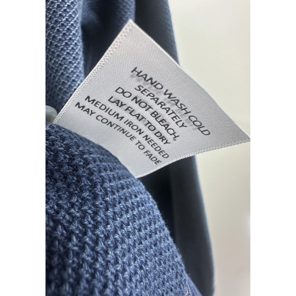 Bullock & Jones Indigo Cotton Cardigan Sweater Mens Large Blue Textured Peru - Picture 9 of 12